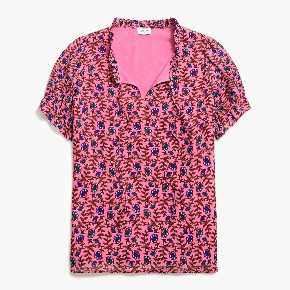 Women’s J Crew Pink Floral Printed Top for size Small S